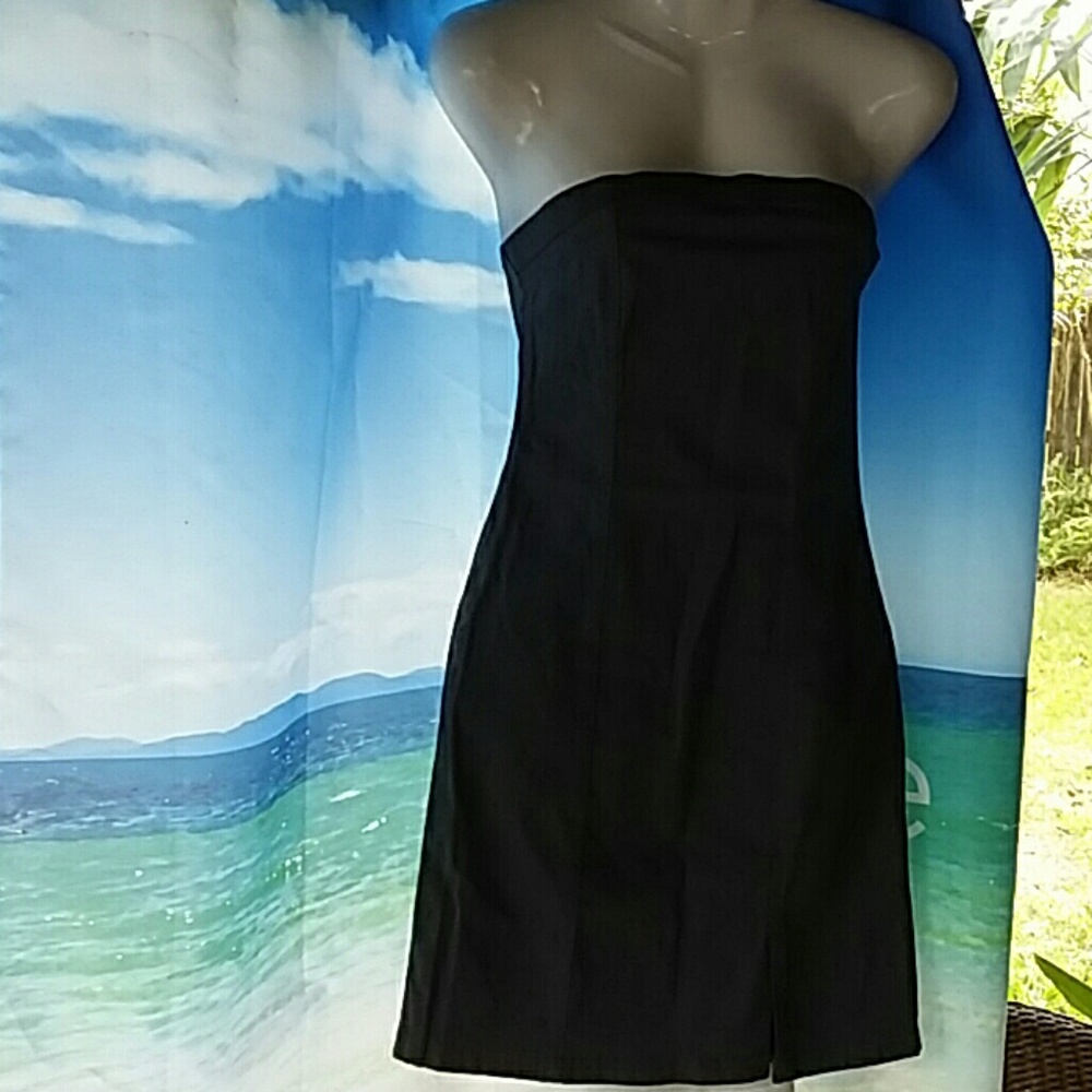" VintageBlue " Gray Strapless Dress Sz7/8